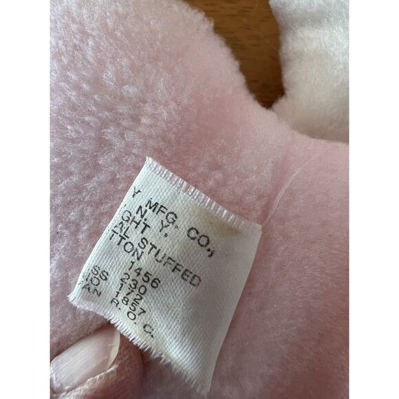 Vintage Stahlwood Plush Stuffed Pink White Sleeping Teddy Bear 7" Rattle Inside - Picture 5 of 5